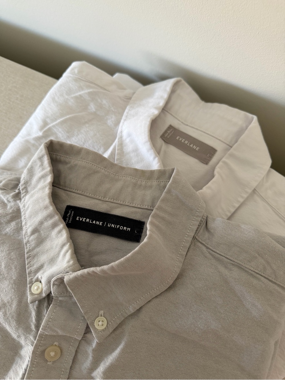 Lot of two Everlane Men’s Button-Down Shirt — Light Gray and White